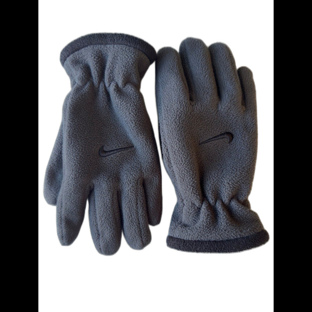Nike Kids Black Gray Charcoal Fleece Gloves - Picture 1 of 7